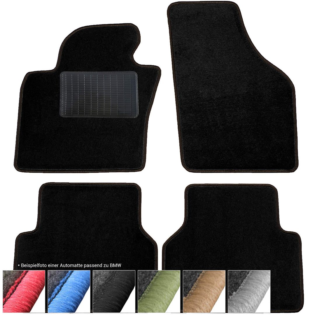 moto-MOLTICO Fussmatten Auto Velours Autoteppiche Schwarz Automatten Set 4-teilig passend für BMW 3e
