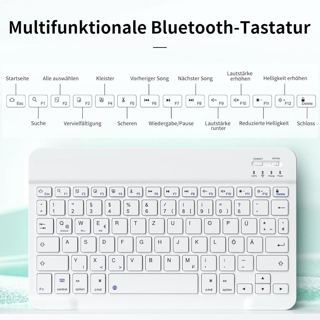 Tastatur Hülle für iPad 9./ 8./ 7.Gen (2021/2020/2019) mit Stifthalter, Soft TPU Schutzhülle, magnet