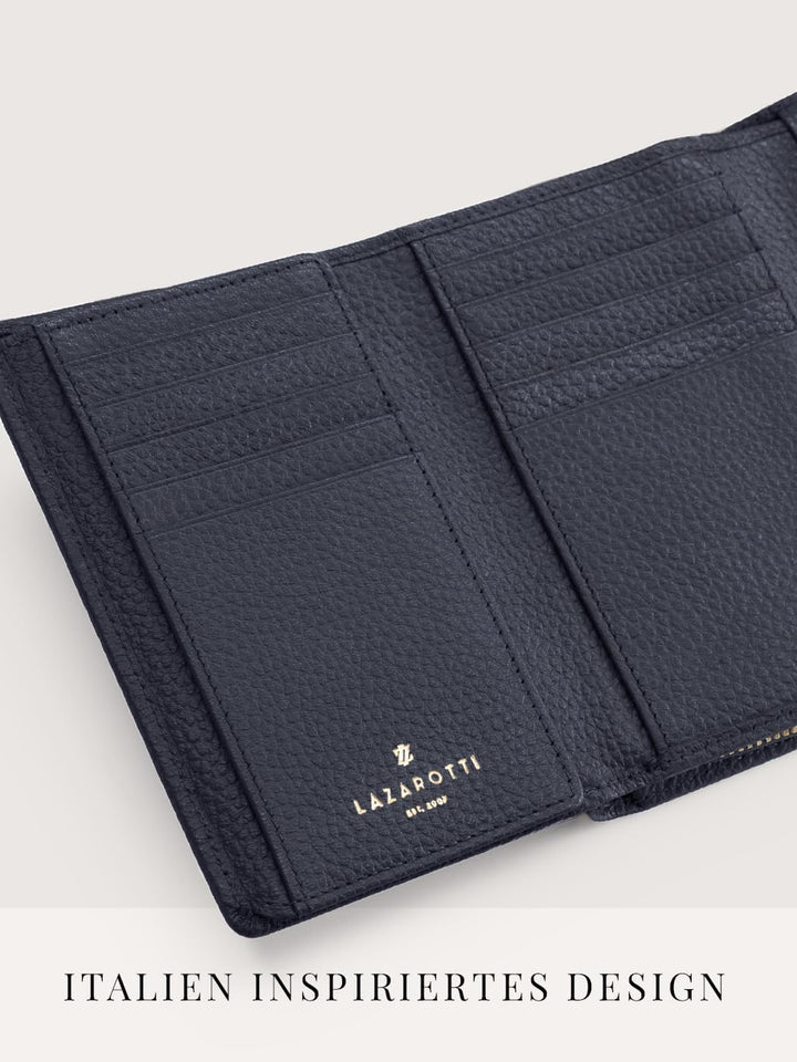 Lazarotti Bologna XL Leder Damen-Geldbörse | grosses Reissverschlussfach, 15 Kartenfächer, RFID-Schu