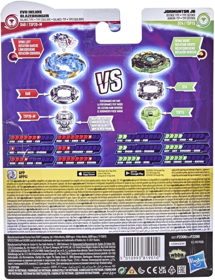 Hasbro Beyblade Surge Speedstorm Evo Helios Blazebringer und Jormuntor J6 Kreisel Doppelpack – Battl