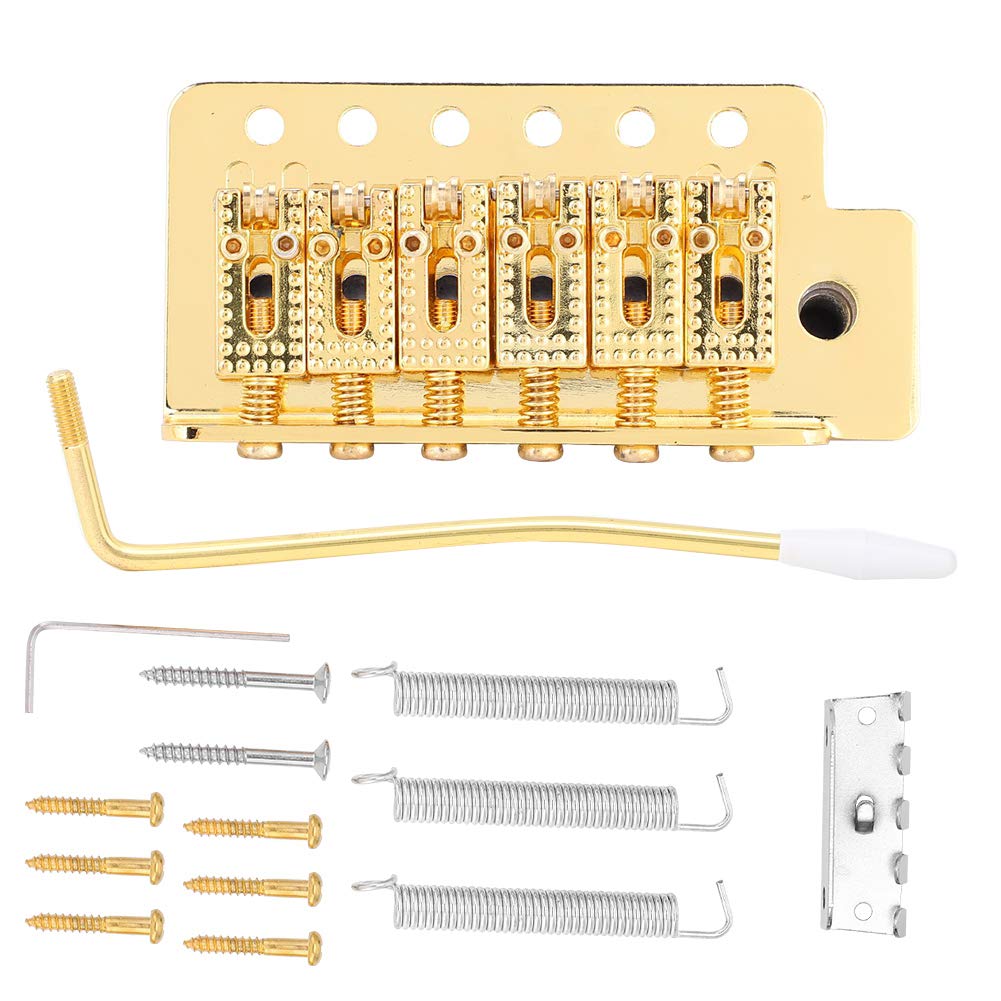 Single Tremolo Bridge Gitarren-Tremolo-System mit Roller E-Gitarren-Zubehör für ST-Gitarre(Gold), Go