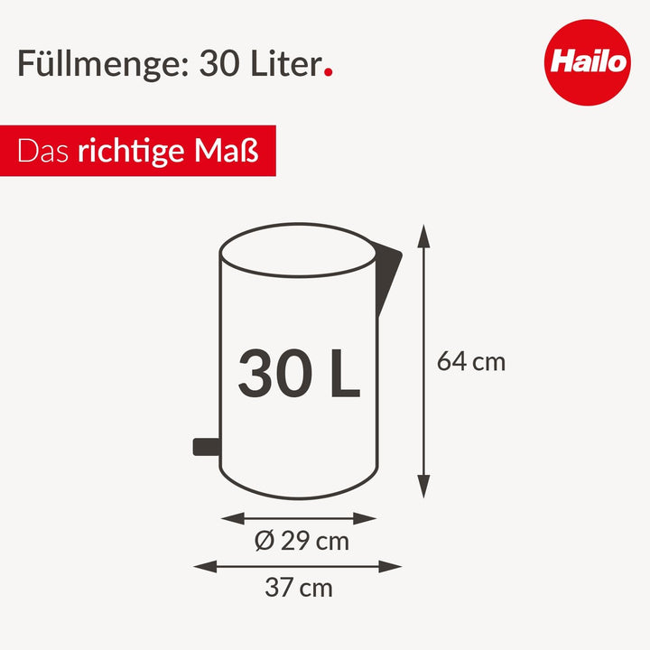 Hailo Selekta by runder Tretmülleimer mit Soft Close Deckel - 30L Fassungsvermögen - herausnehmbarer