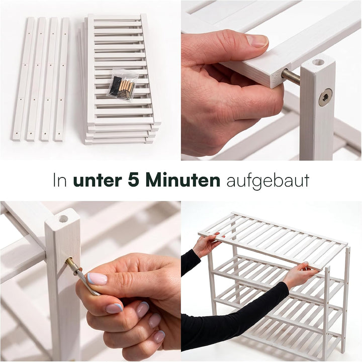 BAM BOO BOX - Schuhregal aus Bambus, Schuhablage mit 4 Ebenen, 68 x 28 x 64 cm, Erweiterbar Stapelba