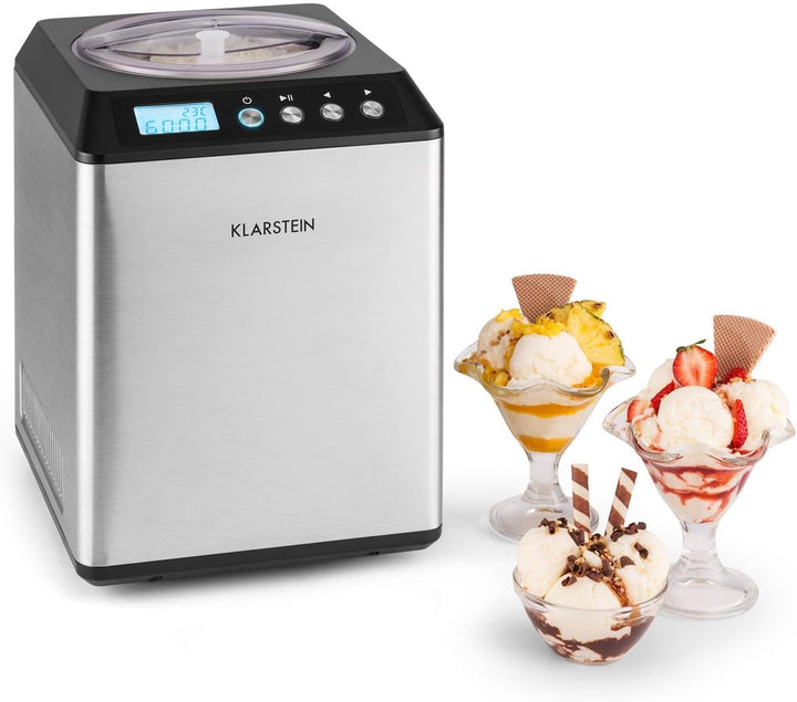 Klarstein Vanilla Sky Family - Eismaschine, Eisbereiter, Speiseeismaschine, Kühlhaltefunktion, LED-D