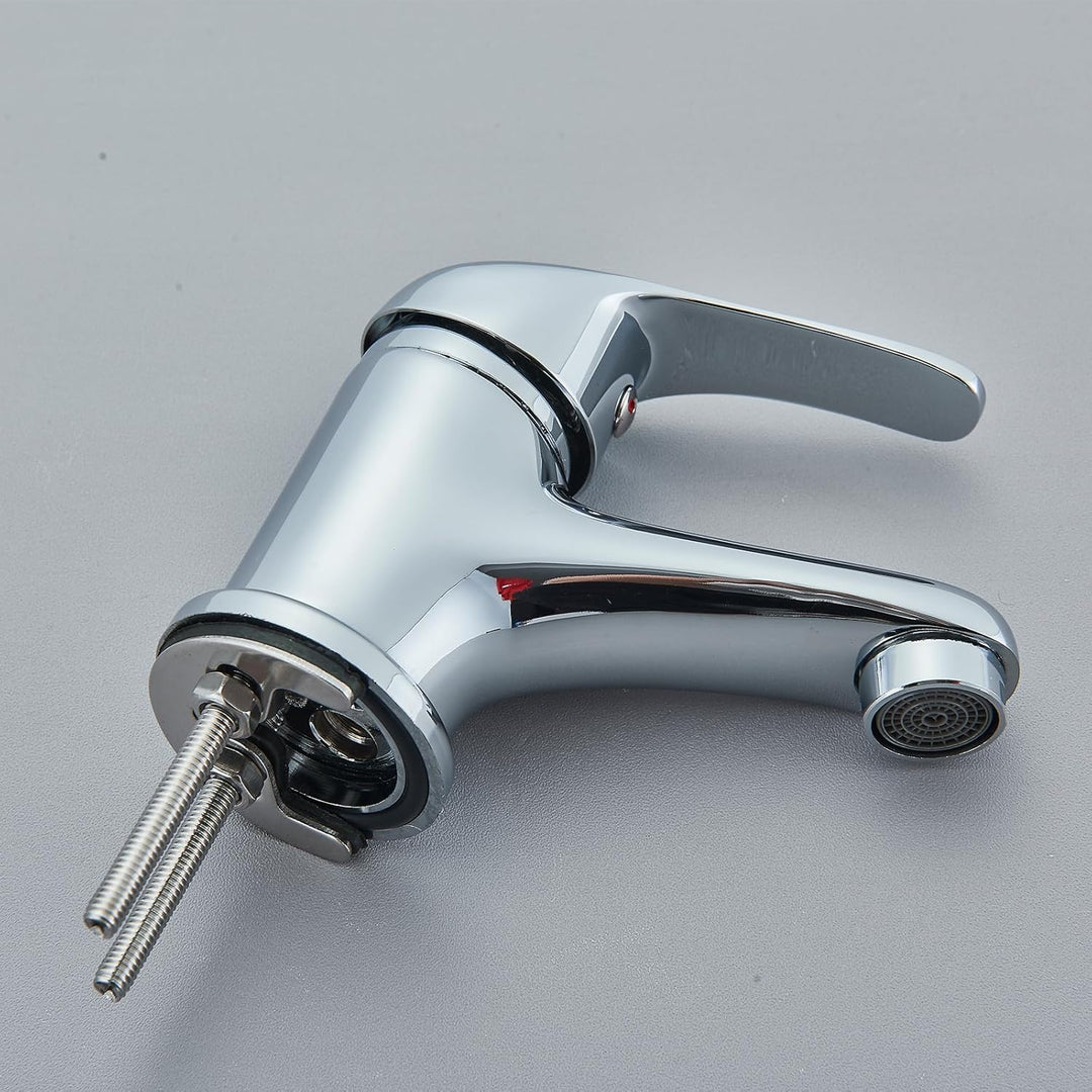 Wasserhahn fürs Bad Waschtisch-Einhebelarmatur Verchromter Messingkörper - Niedrige Auslaufhöhe Wass