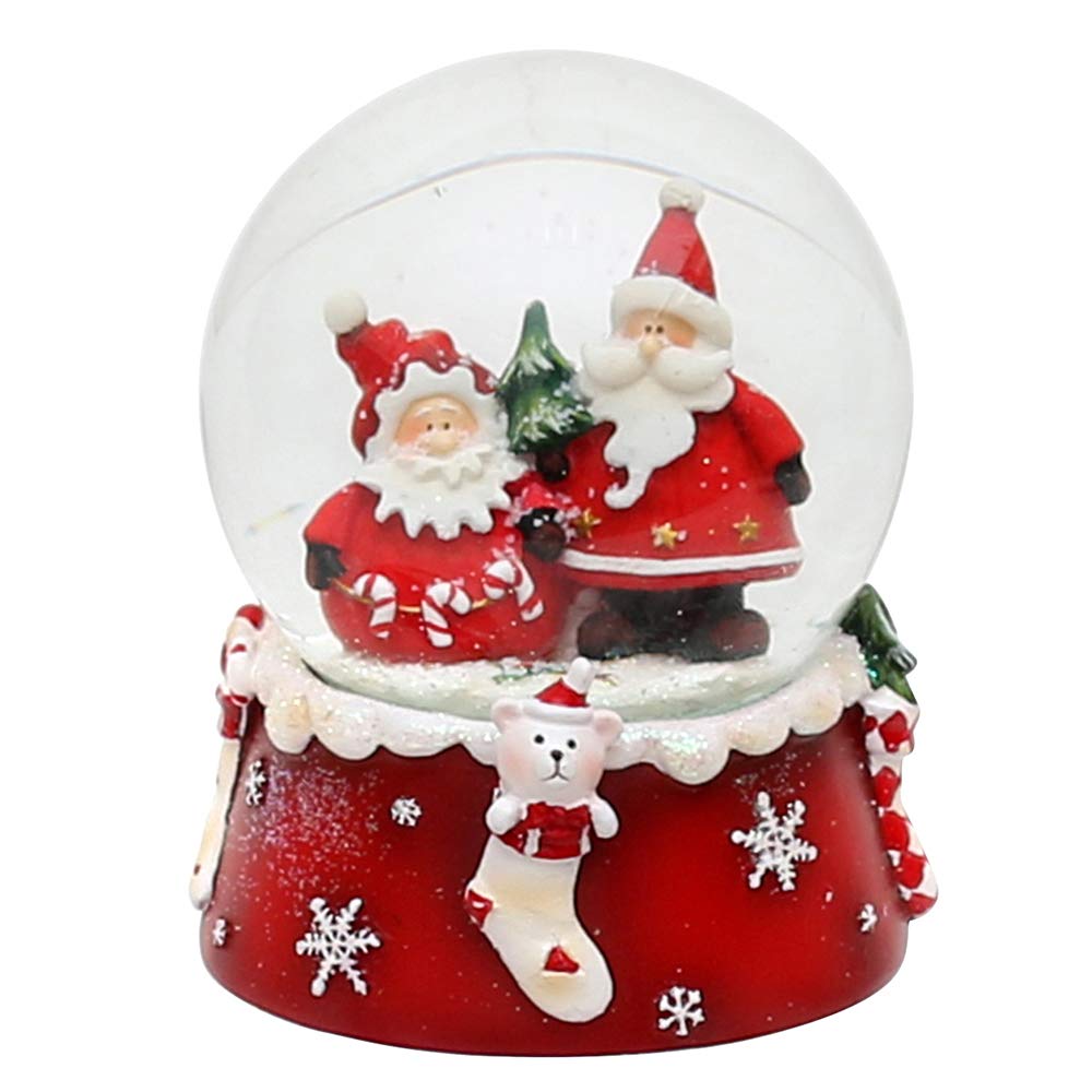 Dekohelden24 Schneekugel, Weihnachtsmann Duo, rot weiss, Masse H/B/Ø Kugel: ca. 8,5 x 7 cm/Ø 6,5 cm.