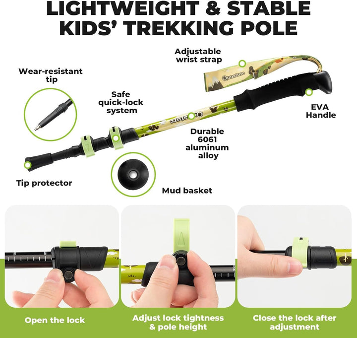 Wanderstöcke Kinder, 51–100 cm verstellbar Trekkingstöcke, 6061 Aluminium Ultraleichte Walking Stöck