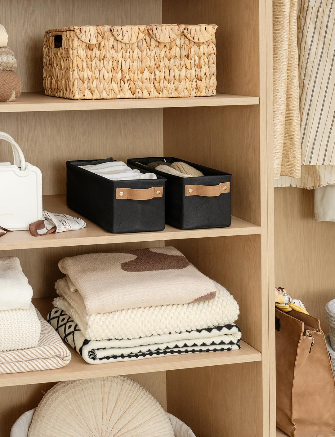 StorageWorks schmaler Aufbewahrungskorb Stoff, faltbarer Badezimmer Organizer zum Ordnen, lange Aufb