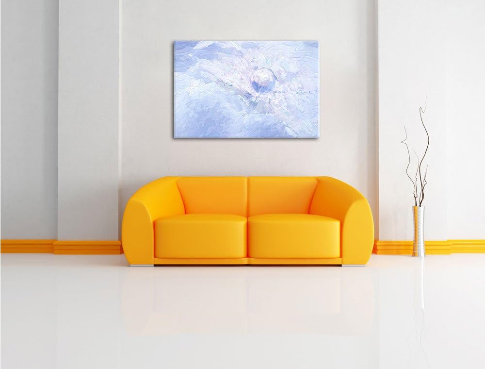 Pixxprint Tautropfen Pusteblume / 100x70cm Leinwandbild bespannt auf Holzrahmen/Wandbild Kunstdruck