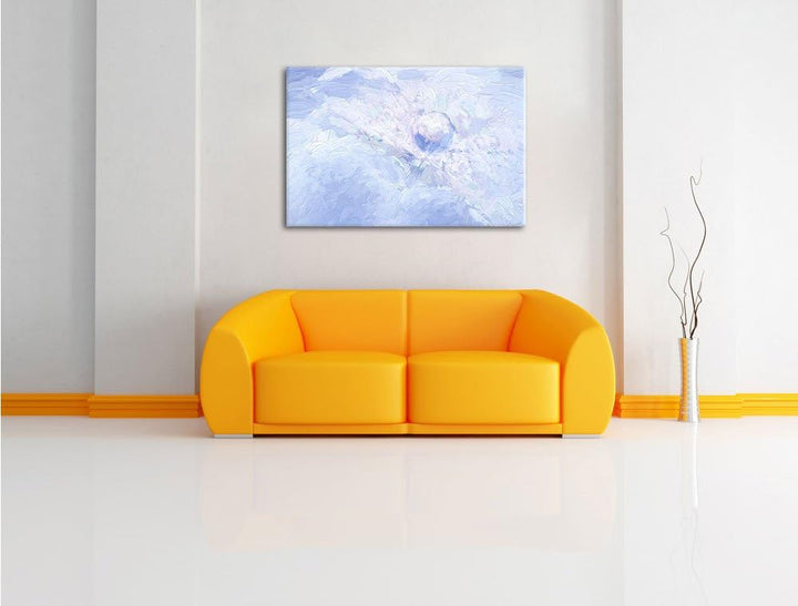 Pixxprint Tautropfen Pusteblume / 100x70cm Leinwandbild bespannt auf Holzrahmen/Wandbild Kunstdruck