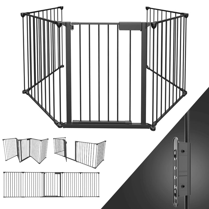 Kaminschutzgitter mit Tür Metall 310 cm | Kamingitter Absperrgitter faltbar | Sicherheitsgitter mit