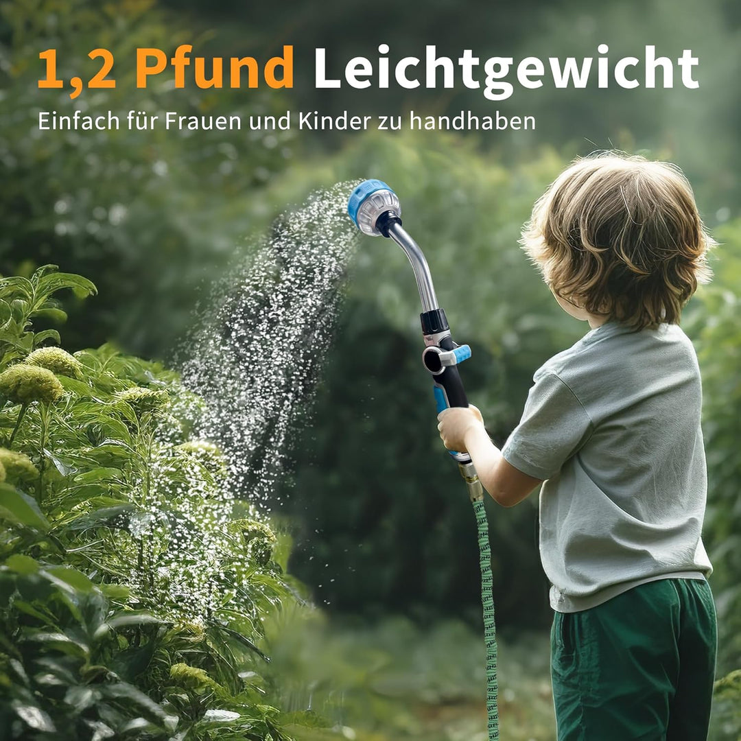 Diivoo Giessstab, Robuste Metall-Gartenbrause mit Stiel, 180° schwenkbaren Kopf Stabbrause mit Durch