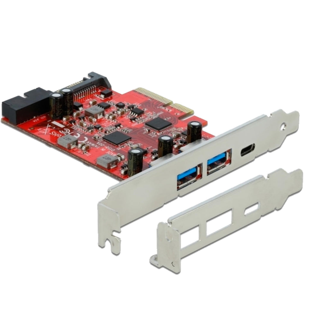 Delock TARJETA PCI E X4 A 1X USB TIPO-C 2X USB-A 1X INTERNO USB 3.2 10 GBPS