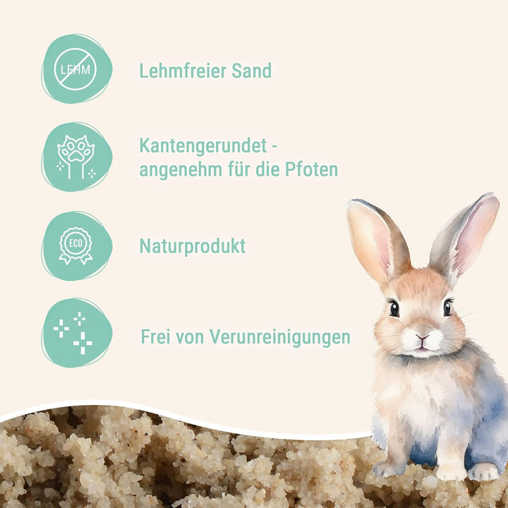 Schicker Mineral Kaninchen Buddelsand 12,5 kg, für Kaninchen & Hasen, kantengerundet für Sensible Pf