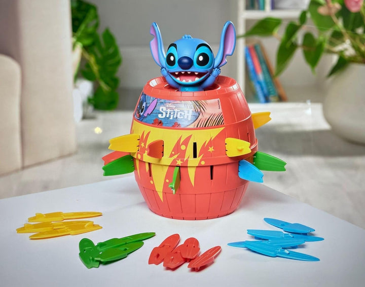 TOMY Disney Pop Up Stitch Aktionsspiel, Lustiges Familien und Kinderspiel, Geschicklichkeitsspiel ge