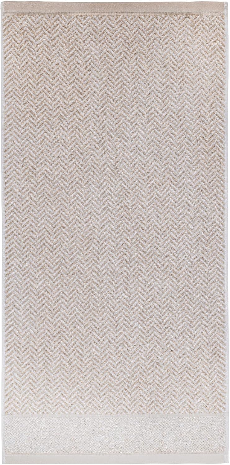 herzbach home Duschtuch 2er Set 100% Baumwolle 70x140 cm Gemustert, sandgrau 2 Duschtücher 70x140 cm