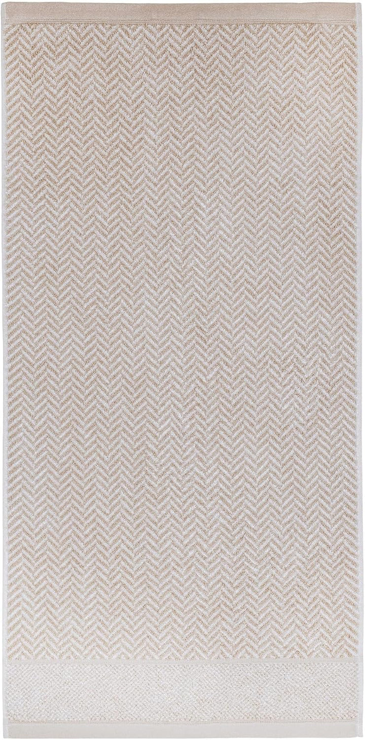 herzbach home Duschtuch 2er Set 100% Baumwolle 70x140 cm Gemustert, sandgrau 2 Duschtücher 70x140 cm