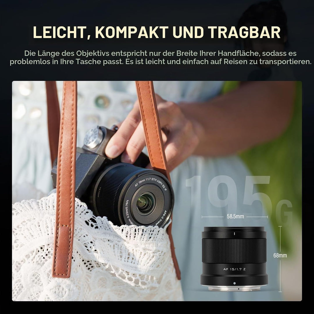 VILTROX 15mm F1.7 Air Autofokus-Objektiv für Nikon Z-Mount-Kamera-Objektive STM APS-C Grosse Blende