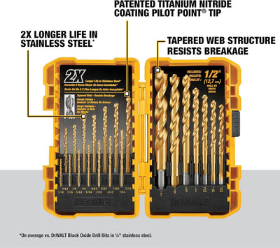 DEWALT DW1361 Bohrer-Set, Titan-Nitridbeschichtung, 21-teilig Bohrersatz 21-teilig Bohrersatz, Bohre