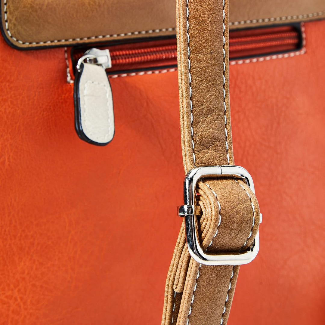 N.V. Bags Damen Beth orange/beige Rucksack, One Size