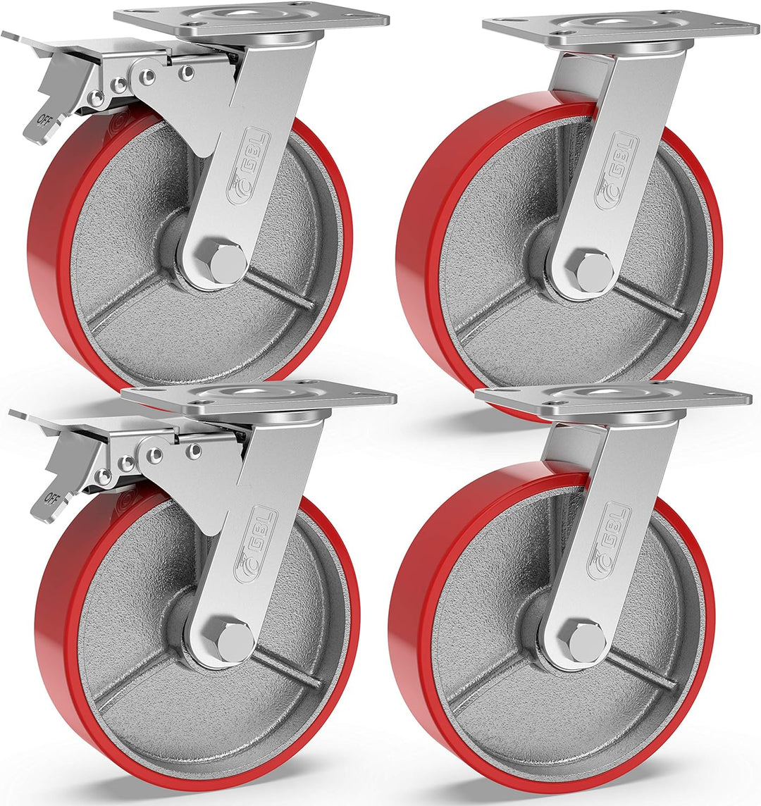 GBL - 4 Möbelrollen 150mm 1280KG Transportrollen Werkbank Lenkrollen ohne Bremse Schwerlastrollen Ro