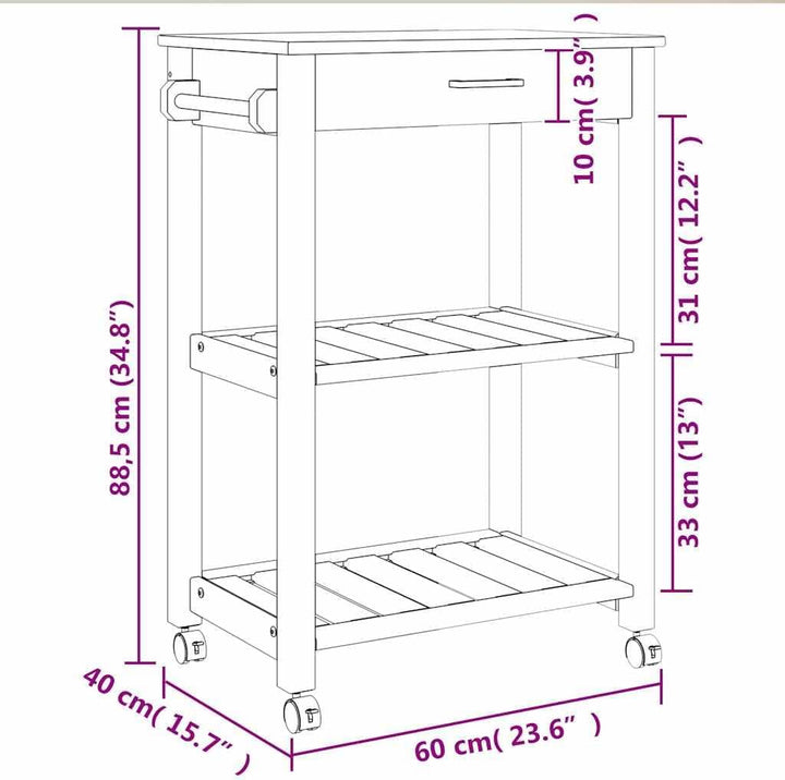 vidaXL Küchenwagen, Servierwagen mit viel Stauraum, Beistellwagen für Küche Wohnzimmer Badezimmer, T
