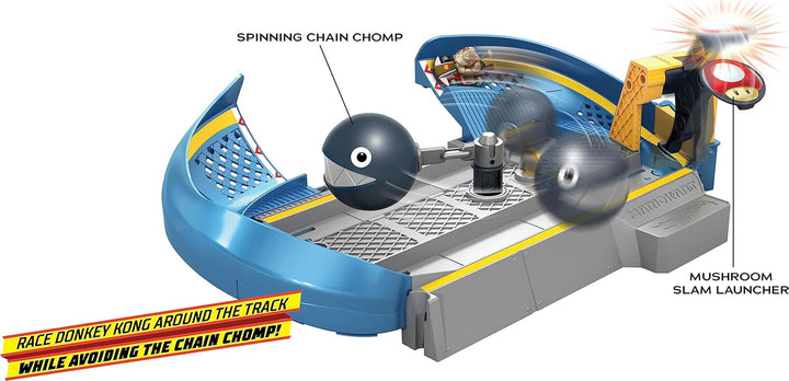 Hot Wheels Mario Kart Kettenhunde Trackset Rennbahn, Inkl. EIN Donkey Kong