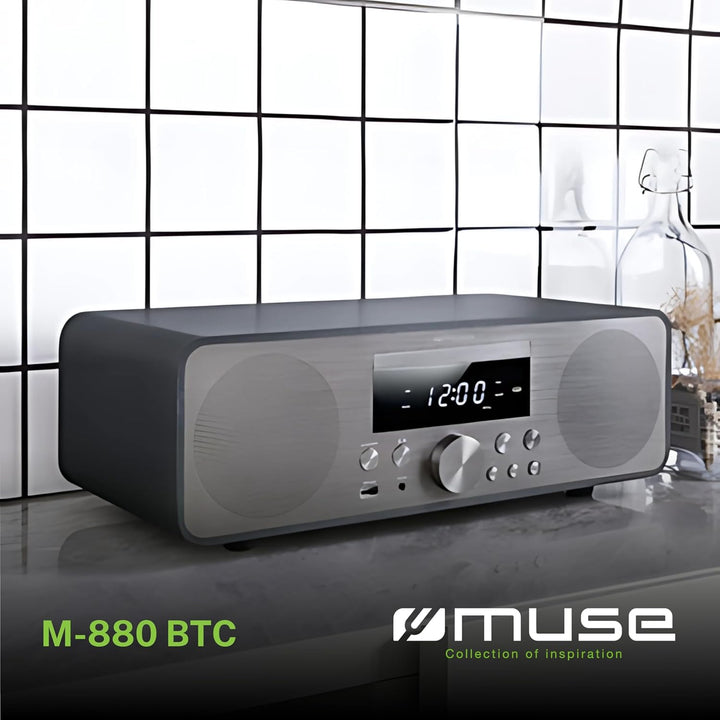 Muse M-880 BTC Design Bluetooth Stereoanlage mit CD-Player und USB (UKW, PLL, NFC, AUX), 80 Watt, sc