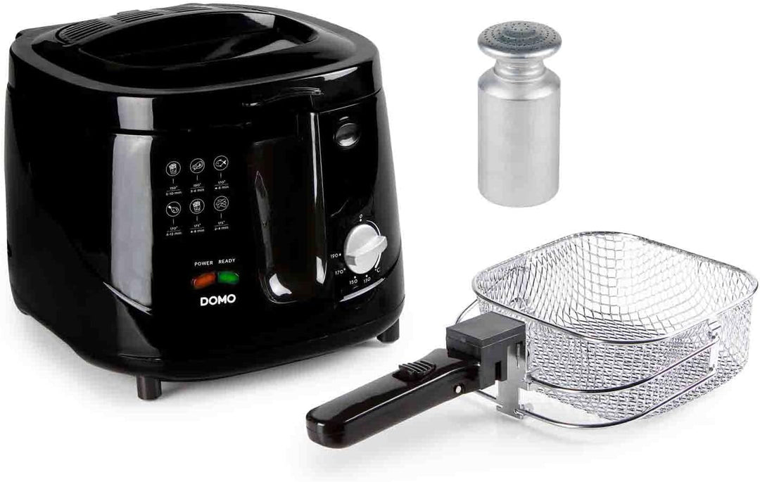 Öl Fritteuse in Schwarz, Handgriff mit Hebesystem, 2,5 Liter 1800 Watt