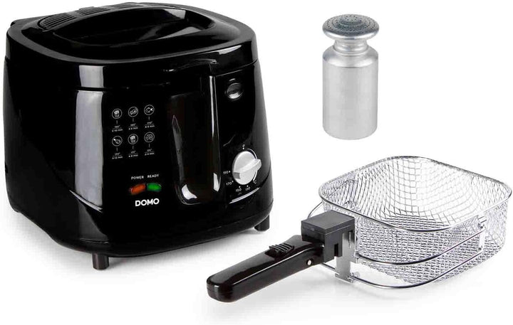 Öl Fritteuse in Schwarz, Handgriff mit Hebesystem, 2,5 Liter 1800 Watt