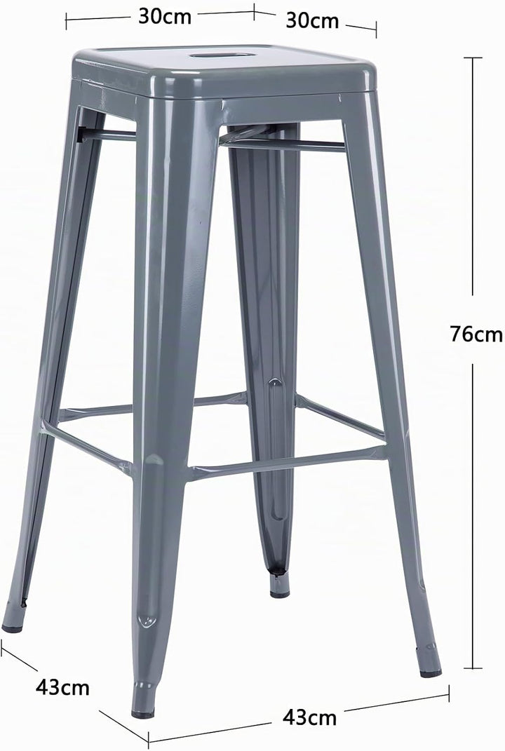 Duhome Barhocker Eisen Barstuhl, Sitzhöhe 76cm Tresenhocker, Stapelbar Metall Bistrohocker mit Fusss