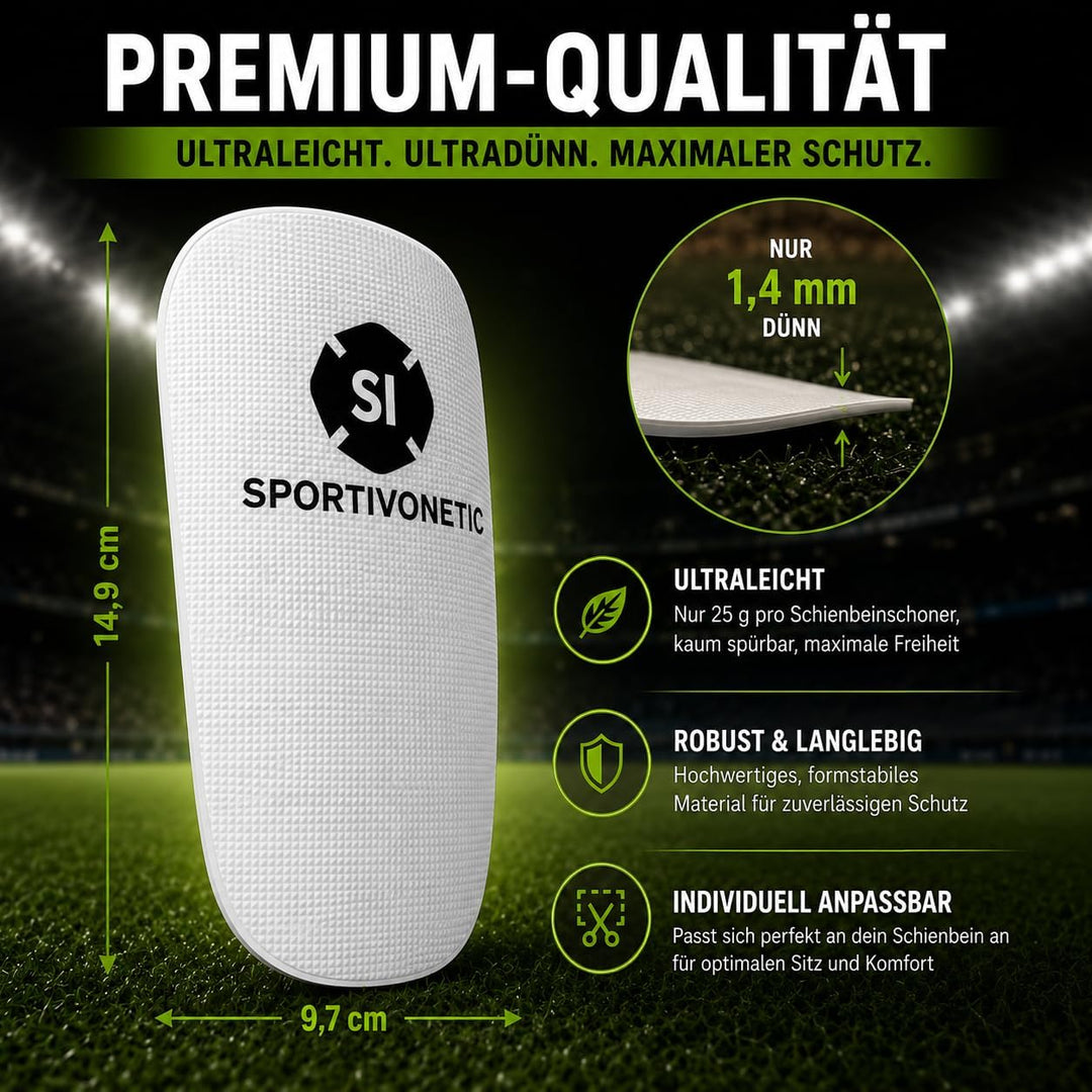 SPORTIVONETIC® High Performance Schienbeinschoner Anpassbar für Erwachsene & Kinder, Damen & Herren