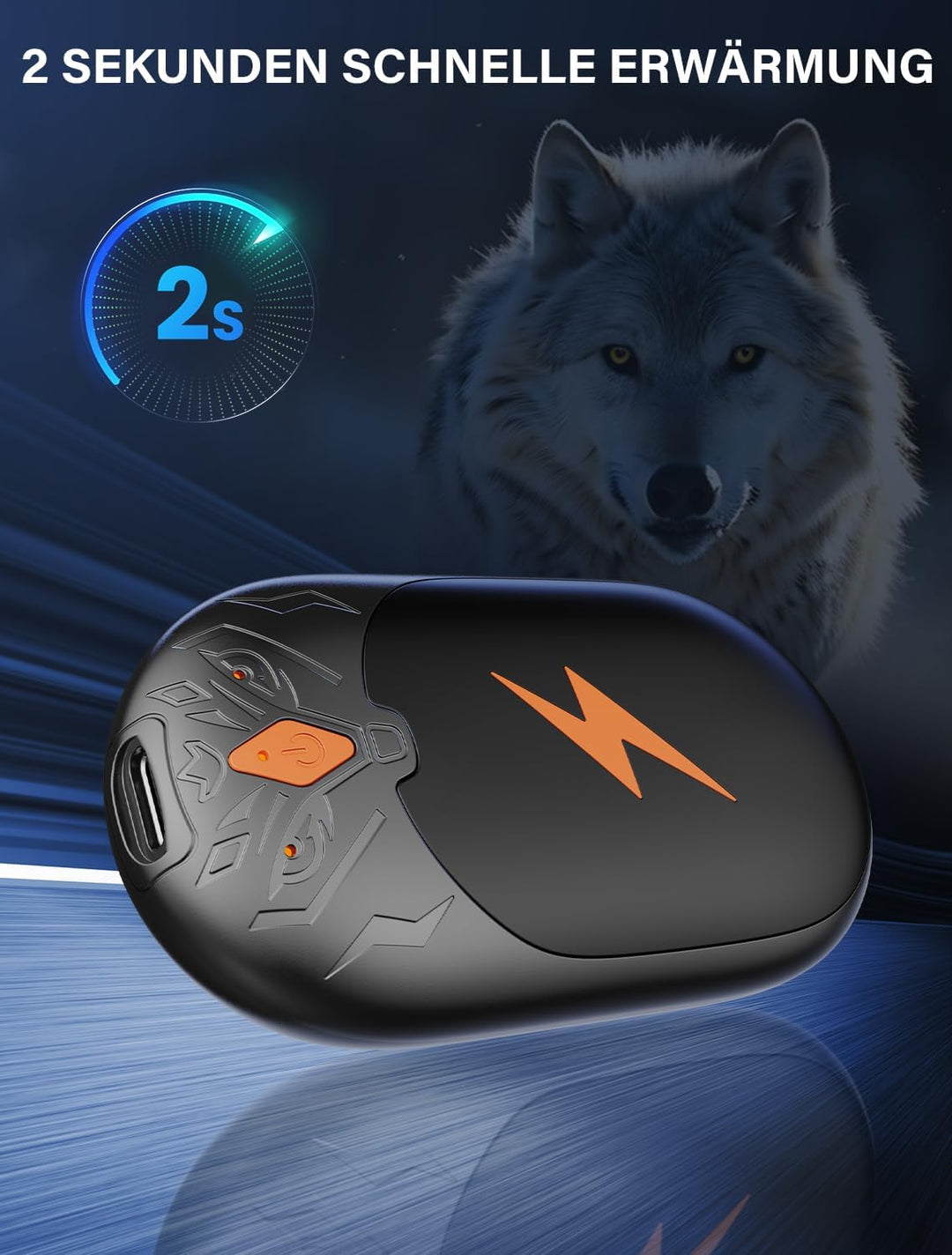 Handwärmer Elektrisch 2 Pack, Ultraleicht Taschenwärmer Wiederaufladbar, Tragbare Heizung 8000mAh, 3