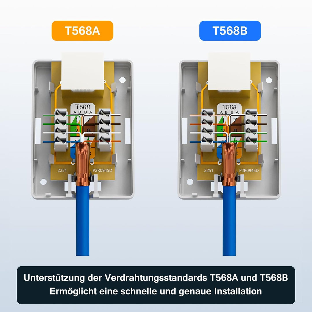FGB 4X Cat6A Netzwerkdose Aufputz 1 Port FTP Geschirmt LAN Dose Weiss | Netzwerkdose Aufputz Cat7 RJ