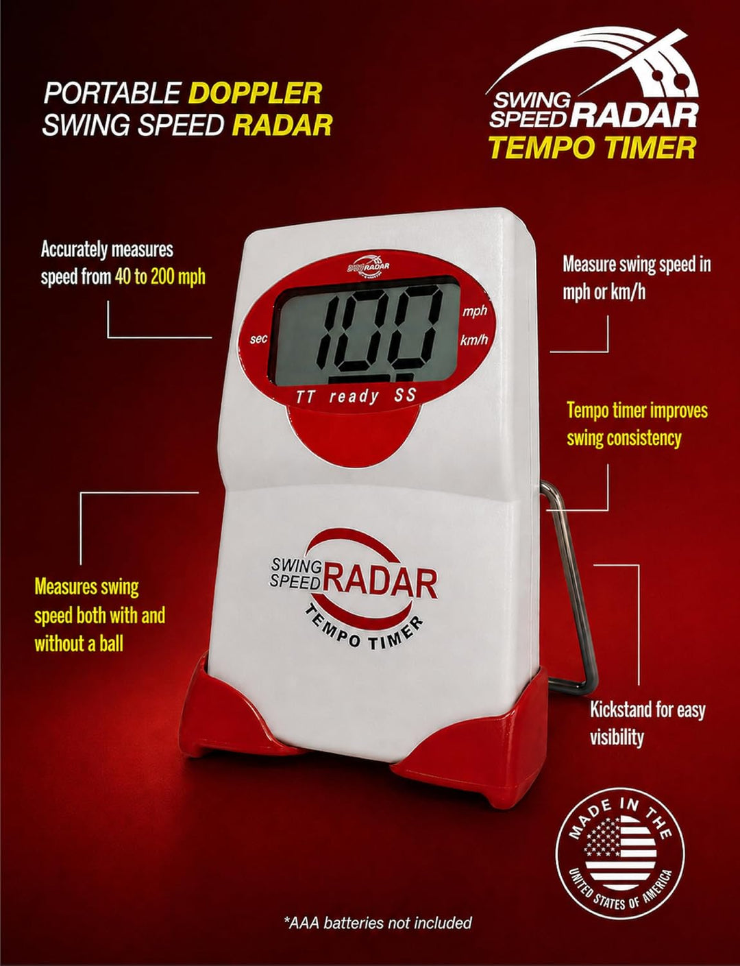 Sportsensoren Swing Speed Radar mit Tempo Timer Einheitsgrösse, Einheitsgrösse