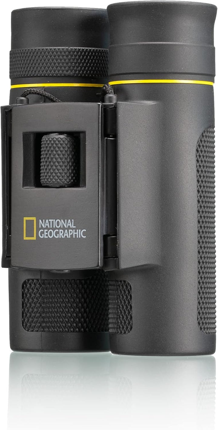 National Geographic 10x25 Taschenfernglas mit faltbaren Augenmuscheln für Brillenträger, Gummierung,