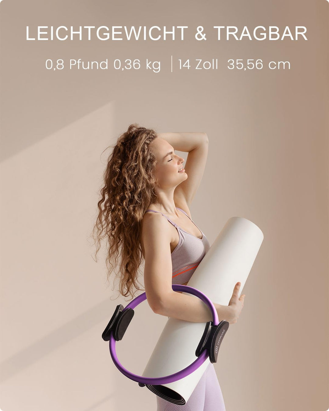 LIONSCOOL Pilates-Ring-Set – 14“/35cm Magic Circle mit Doppelgriffen – Inkl. platzfestem Miniball, W
