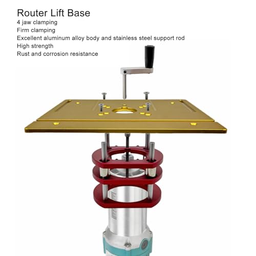 Oberfräsenlift Router Lift Frästisch-Hebewerkzeug mit Edelstahl-Stützstange, Basis aus Aluminiumlegi