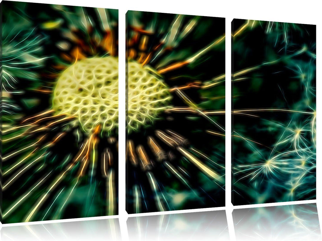 Pixxprint Pusteblume als Leinwandbild/Grösse: 3 Teilig (120x80 cm) cm/Wandbild/Kunstdruck/fertig bes