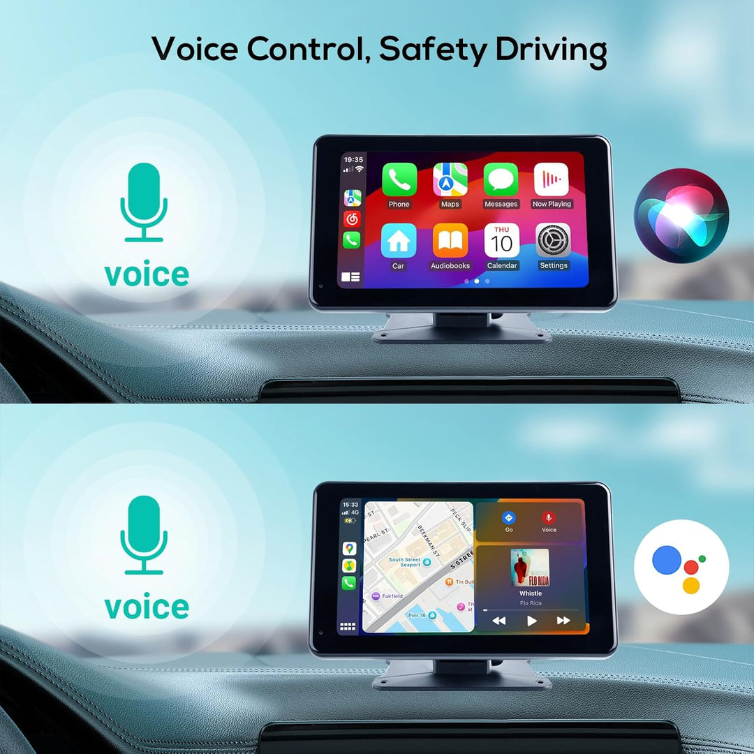 Haudio 7 Zoll Carplay Display,für Wireless Carplay und Android Auto,HD Touchscreen Tragbarer CarPlay