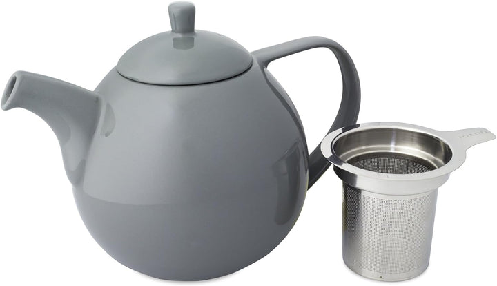 FORLIFE Curve Teekanne mit Teesieb, 1,3 l, Grau Gray, Gray
