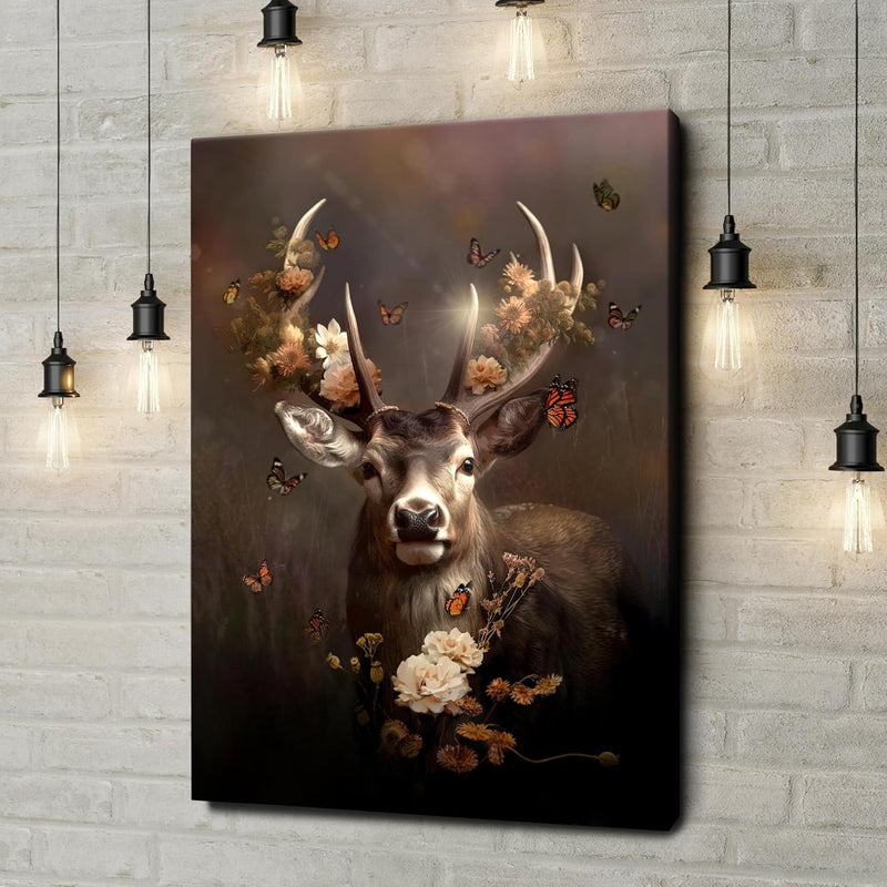 Artmazing | Hirsch Bild bunt | Hirsch Leinwand | Coole Wandbilder Wohnzimmer | Bild Hirsch | Leinwan