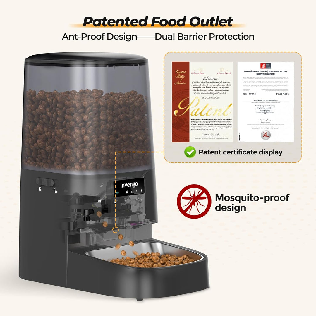 Automatic Cat Feeder with App Control, 5L Food Dispenser for Cats and Small Dogs, 2.4/5G Wi-Fi, Dual