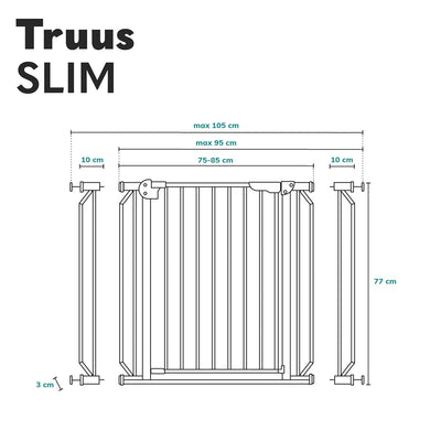 LIONELO Truus Slim Treppenschutzgitter, Ohne Bohren, Türschutzgitter, Baby Türgitter zum Klemmen, Me