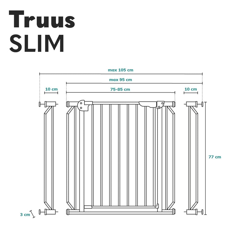 LIONELO Truus Slim Treppenschutzgitter, Ohne Bohren, Türschutzgitter, Baby Türgitter zum Klemmen, Me