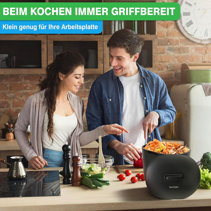 YourCasa Biomülleimer Küche 3,6L - Komposteimer für alltäglichen Biomüll Behälter Spülmaschinenfest