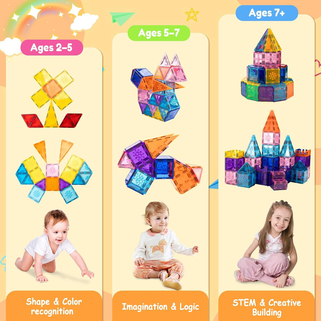 Xekel Magnetische Bausteine 𝟒𝟎𝐓𝐞𝐢𝐥𝐞, Magnetbausteine Kinder mit Starker Magnet & Magnetsteine Kinder