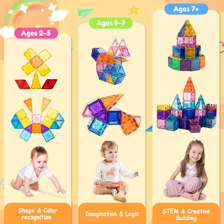 Xekel Magnetische Bausteine 𝟒𝟎𝐓𝐞𝐢𝐥𝐞, Magnetbausteine Kinder mit Starker Magnet & Magnetsteine Kinder