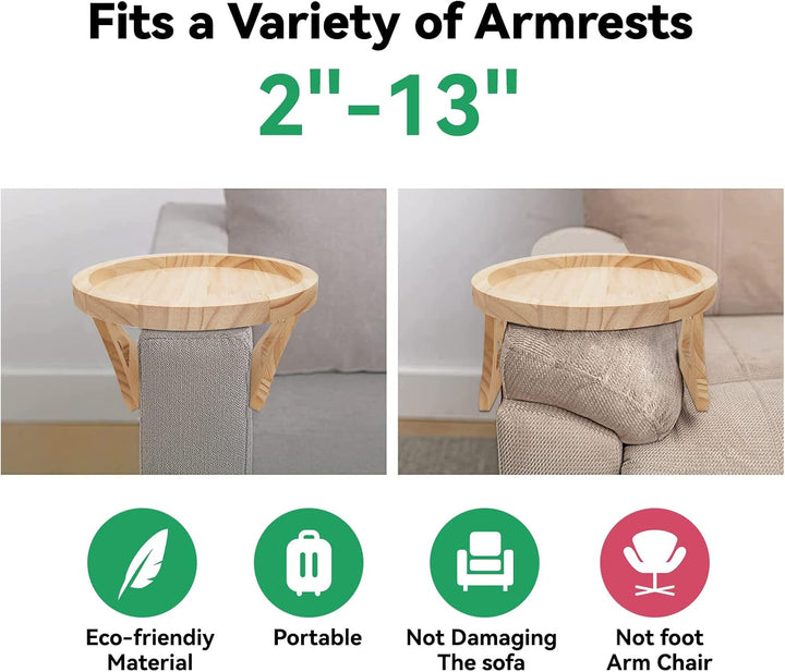 Holz Sofa Armlehne Tablett Faltbarer Sofa-Armlehne Tragbares Clip-On-Tablett Clip-Couchtisch für Fer