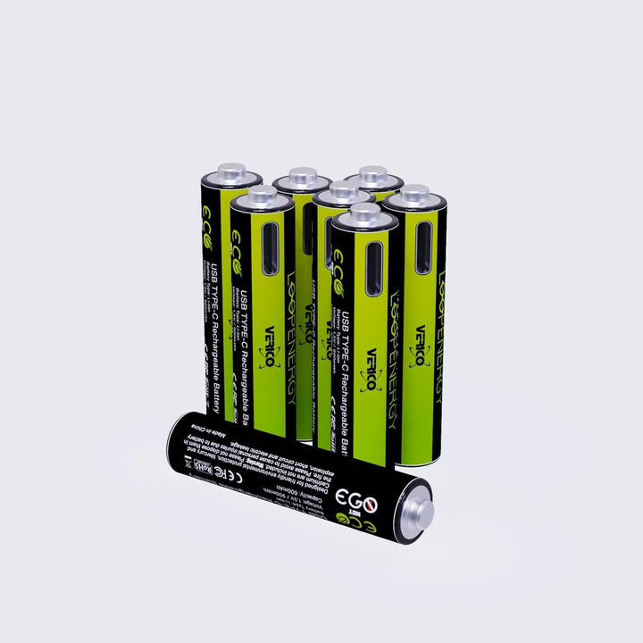 VERICO LoopEnergy AA 2550 Wiederaufladbare USB-C Batterie AA 1,5V 2550mWh (1700mAh) Li-Ion, Schnelll